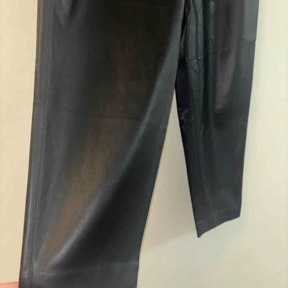 Calvin Faux Leather Pants Women’s Silver Sz 8‎ Black Goth Emo Cybercore Rock Eco
